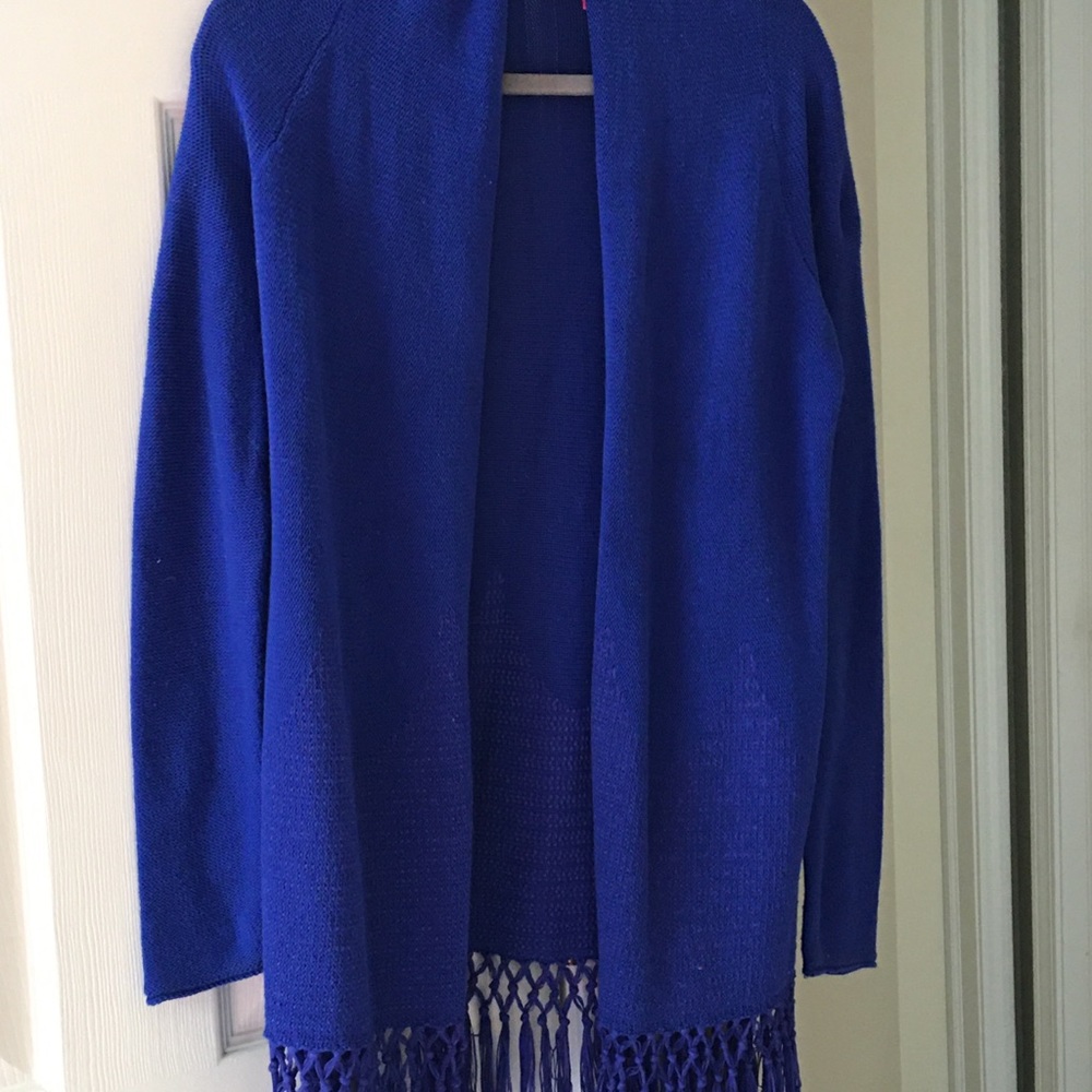 Lilly Pulitzer Long Fringe Hemmed Cardigan XS